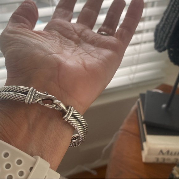 Vintage David Yurman Sterling, 14k and Amethyst Cable Bracelet - Picture 3 of 12